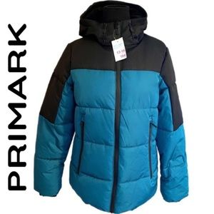 Primark-Cares Green Black Puffer Winter Coat Youth Size 13-14 Years